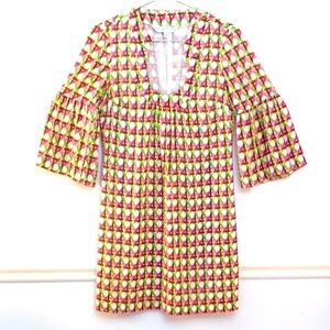 TRINA TURK Shift Dress Bell Sleeve, multi color